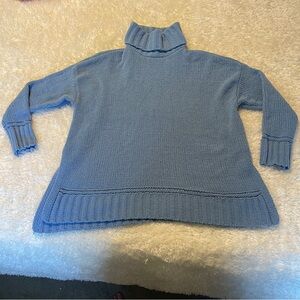 Aerie Turtle Neck Pullover Sweater Blue Knit Medium